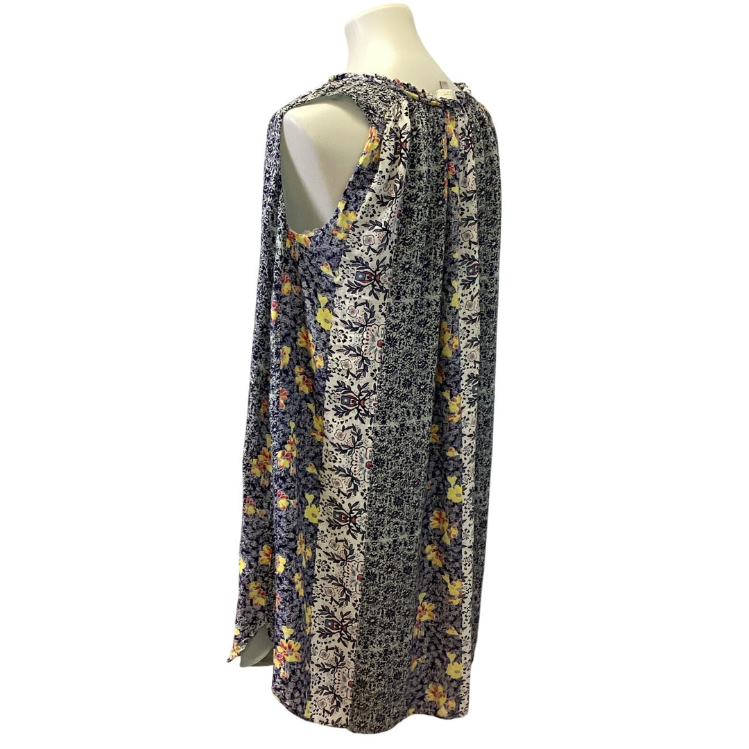 Ann Taylor LOFT XS Floral Ruffled V Neck Fully Lined Sleeveless Sheath Dress