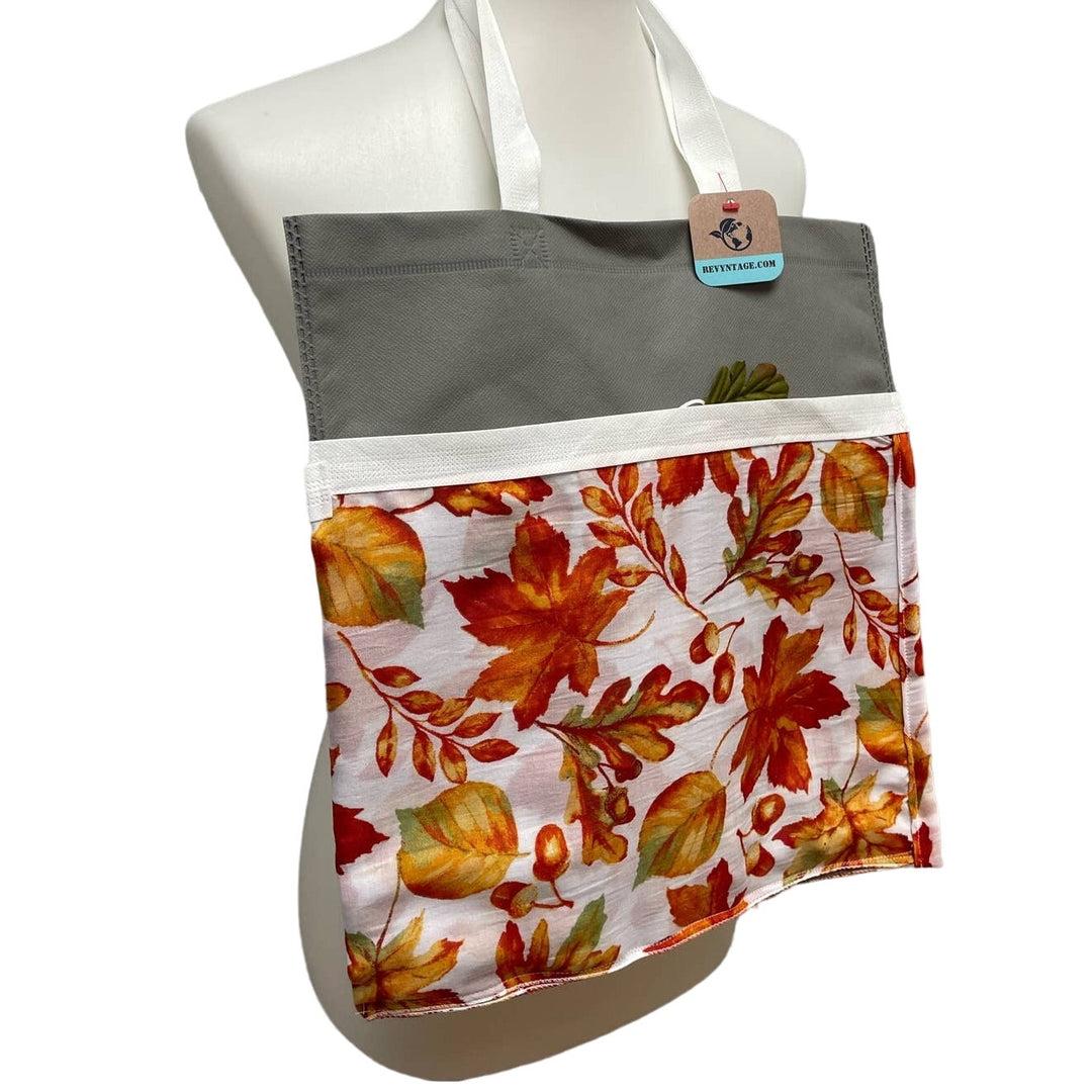 New Upcycled Fall Leaf Handsewn Double Handle Reuseable Shopper Tote Bag