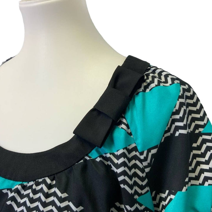 BCBG MaxAzria Womens Large Short Sleeve Lightweight A-Line Diamond Dress