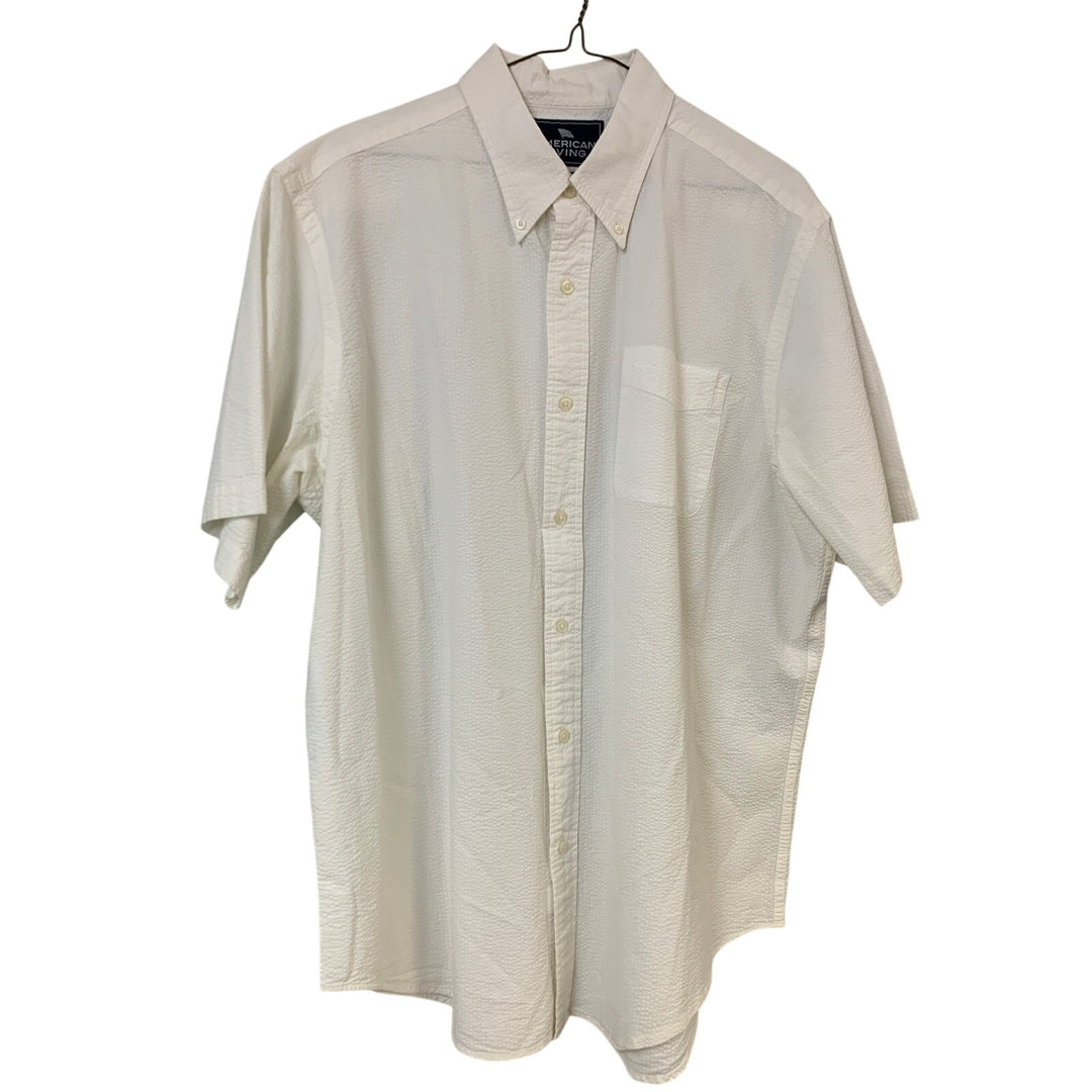 Lot of 2 American Living Mens XL Cotton Striped Button Up Seersucker Shirts EUC