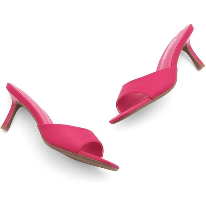 Shoe Land Womens Size 8.5 Hot Pink Open Toe Low Heel Stiletto Heeled Shoes