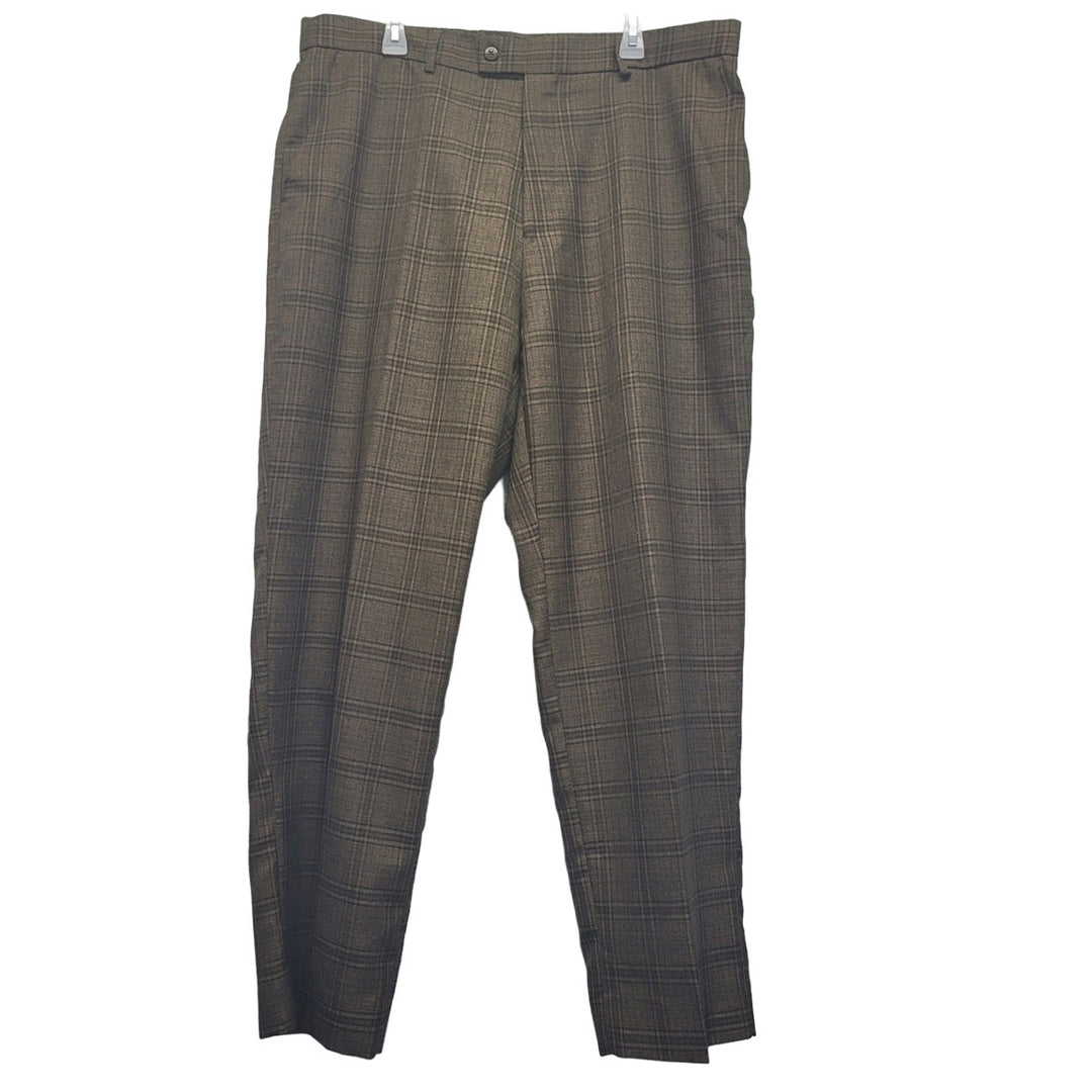 Stacy Adams Mens 42X32 100% Rayon Plaid Multi Pocket Flat Front Dress Pants