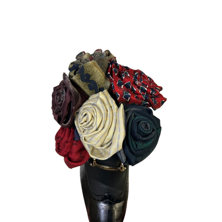 Handmade Upcycled Valentine Tie Rose Mens Loafer Flower Table Decor Wall Hanging