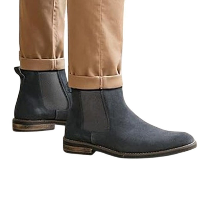 Bruno Marc Mens Size 9 Gray Faux Suede Elastic Slide On Chelsea Ankle Boots