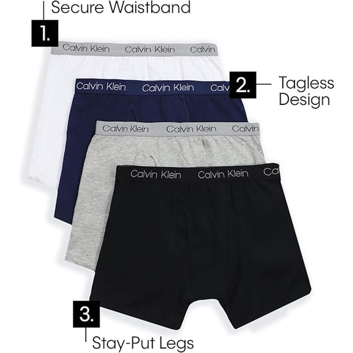 New 5-Pack Calvin Klein Boys XL Modern Cotton Blend Underwear Boxer Briefs