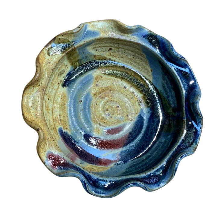 Handmade Stoneware Pottery Blue Drip Yellow Color Rustic Mug Bowl Candy Dish Set