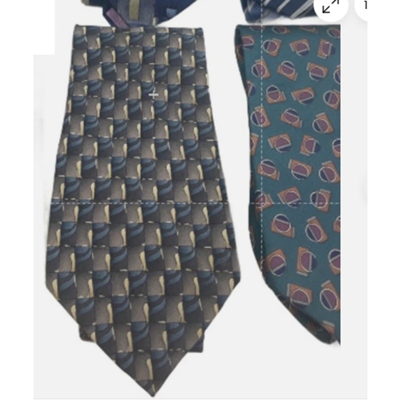Lot of 5 Silver Navy Blue Tan Geometric Stripe Vintage and Modern Mens Neck Ties