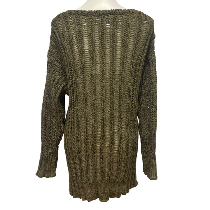 New Forever 21 Womens Large Long Sleeve Loose Knit Deep V Neck Pullover Sweater