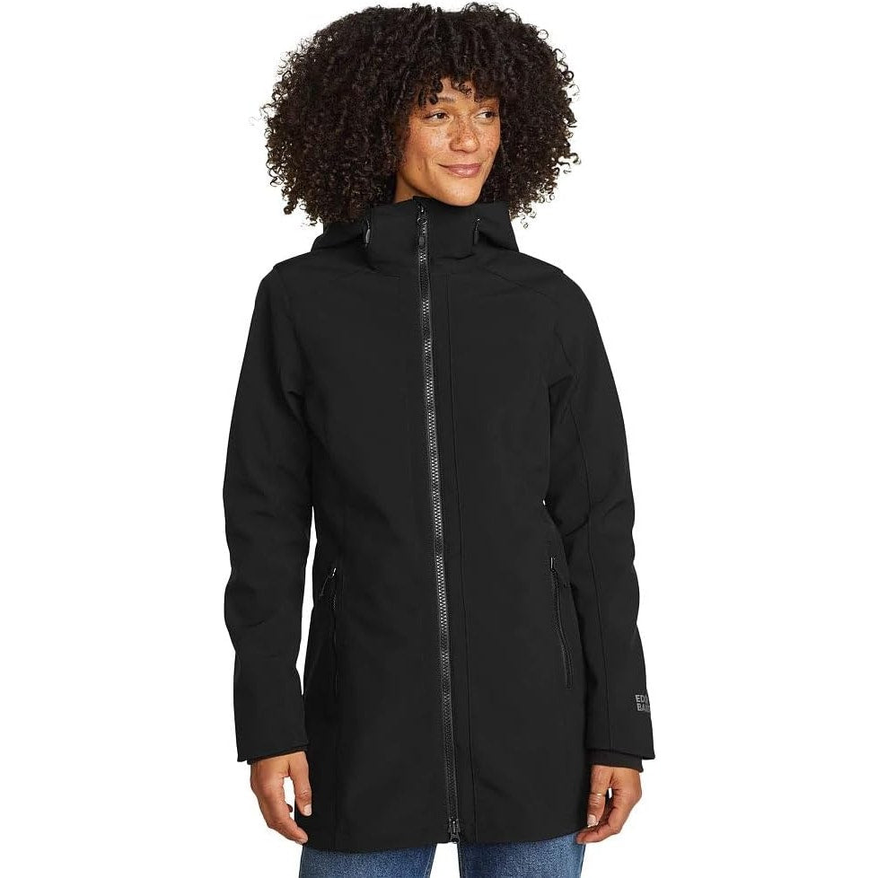 New Eddie Bauer Womens Small Black Point Vista StormRepel Hooded Parka Coat