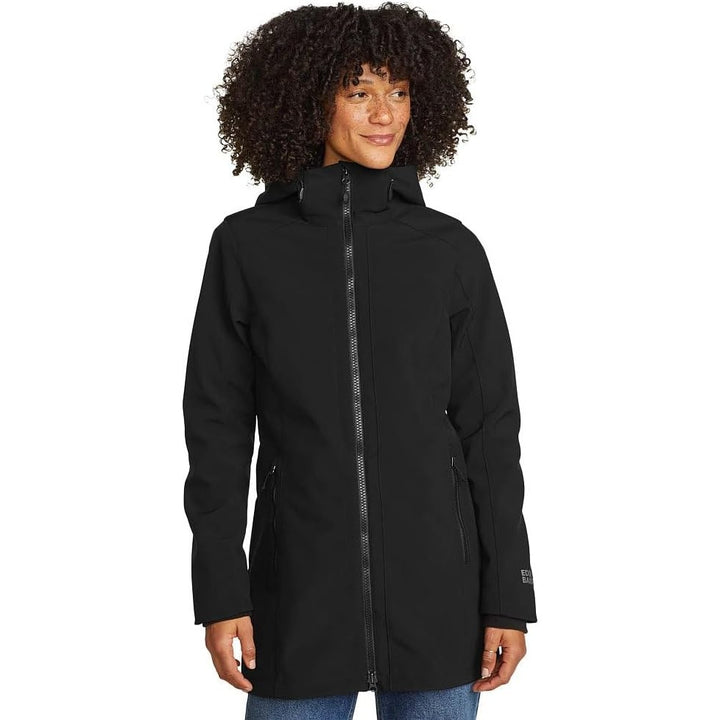 New Eddie Bauer Womens Small Black Point Vista StormRepel Hooded Parka Coat