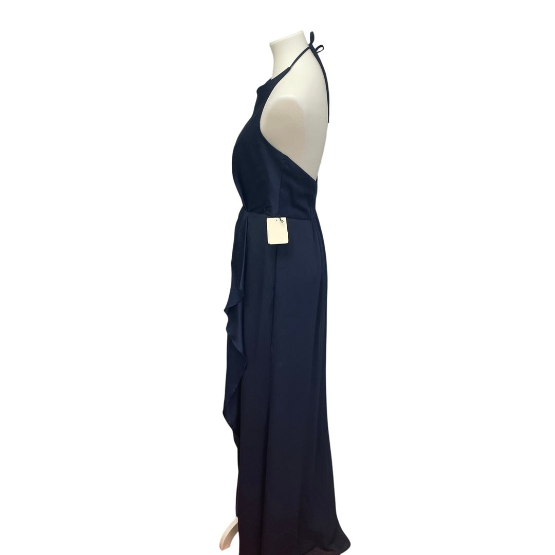 New Womens Size 6 White by Vera Wang Navy Blue Sleeveless Maxi Formal Dress