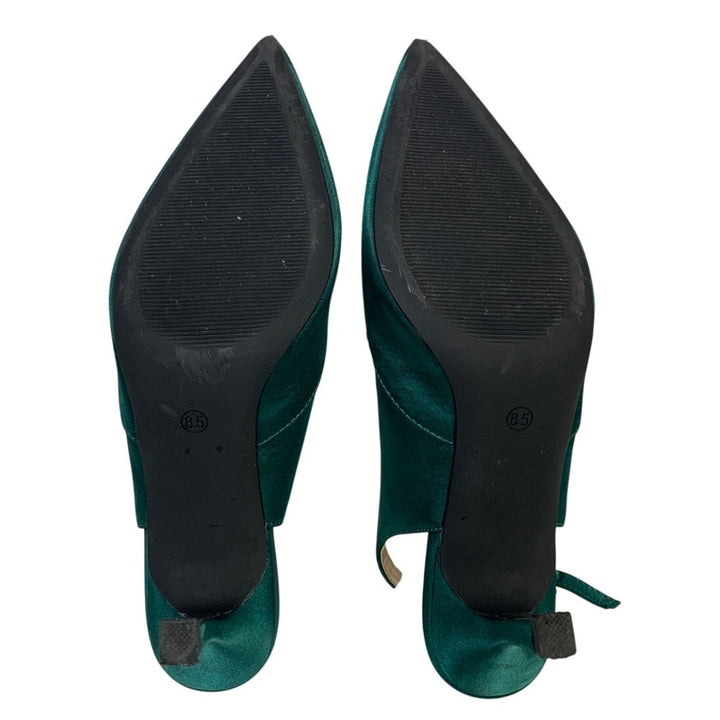 GotSoft Womens Size 8.5 Green 3" Heel Closed Pointed Toe Slingback Shoes