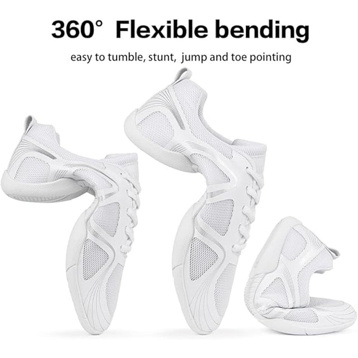 Cadidl Womens Size 5.5 White Cheer Sneakers Lace Up Round Toe Low Top Shoes