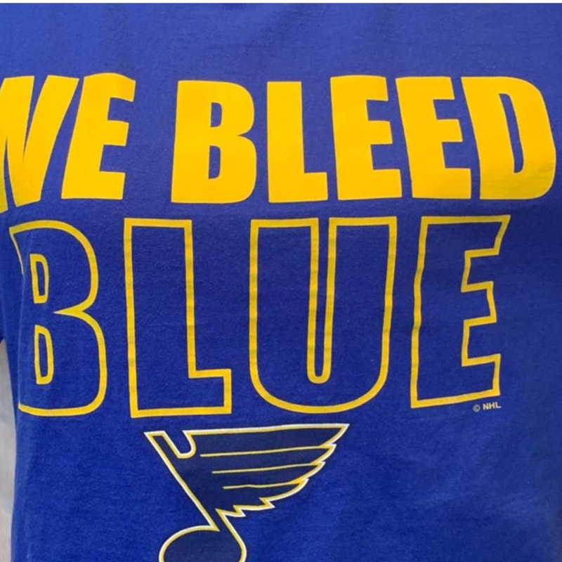 St Louis Blues Hockey Womens Medium We Bleed Blue Short Sleeve Tee Shirt