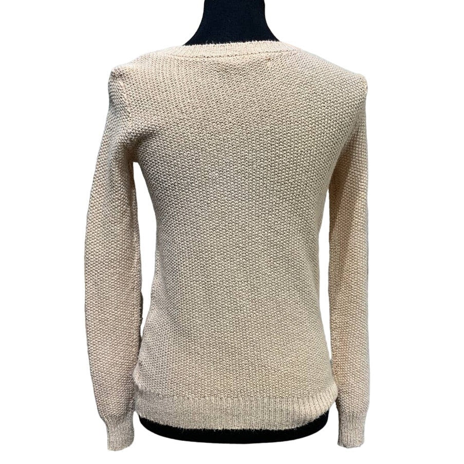 LC Lauren Conrad Womens XS Pale Peach LOVE Cotton Blend Knit Pullover Sweater