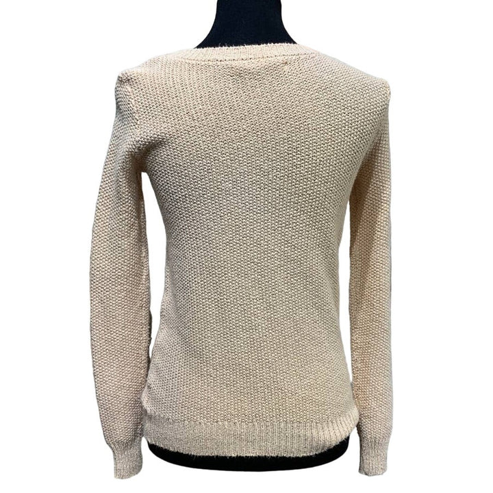 LC Lauren Conrad Womens XS Pale Peach LOVE Cotton Blend Knit Pullover Sweater