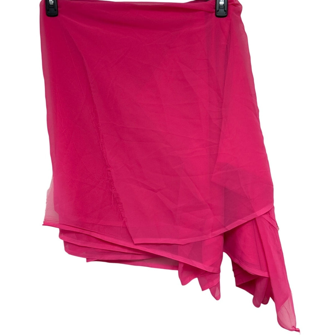 Sidhidata Womens 6 Yards Neon Pink Sheer Plain Pure Georgette Uncut Saree