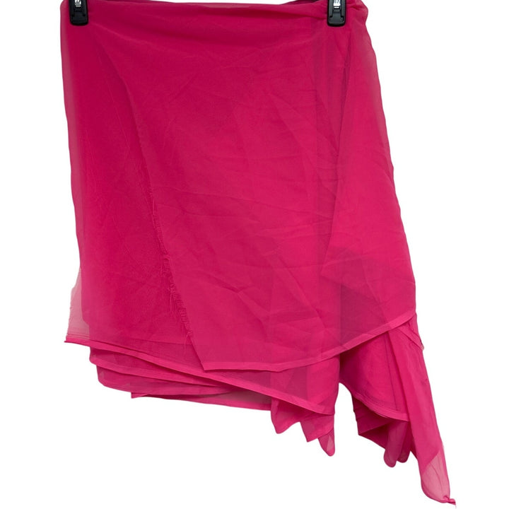 Sidhidata Womens 6 Yards Neon Pink Sheer Plain Pure Georgette Uncut Saree
