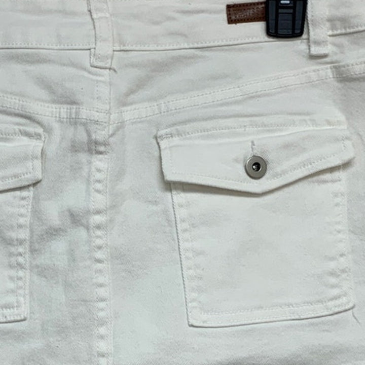 NWT New Thats So Fetch Womens Size 12 White Cotton Blend Mini Cargo Skort