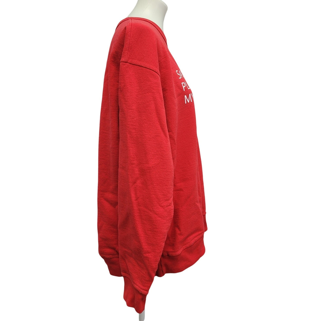 Hand Printed Upcycled Mens XL Saving Planet Superpower Long Sleeve Sweatshirt