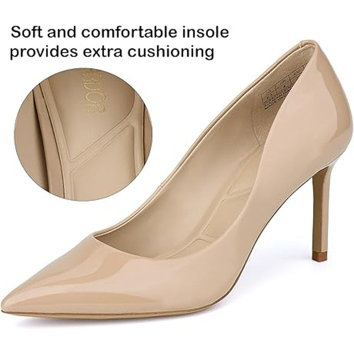 Jenn Ardor Womens Size 8 Tan Nude Patent Leather Pointy Toe 3" Heel Pumps Shoes