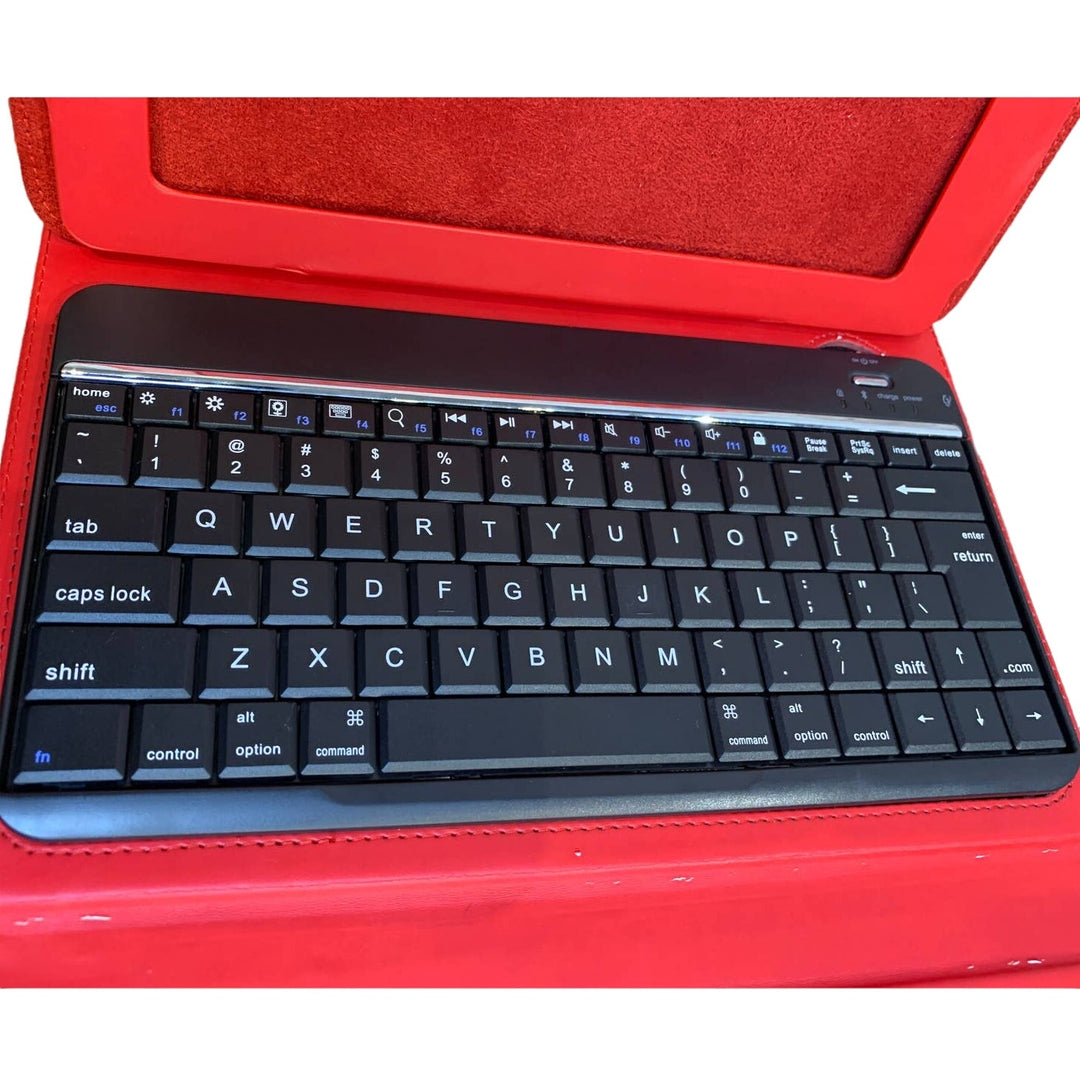 Red Brookstone 7" by 9.5" Tablet Case w Stand Keyboard Closure Flap Faux Leather