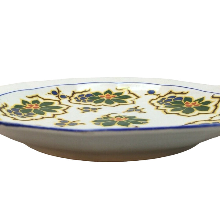 Vintage Made in Germany Hand Painted Ceramic Floral Plate Tray w handles