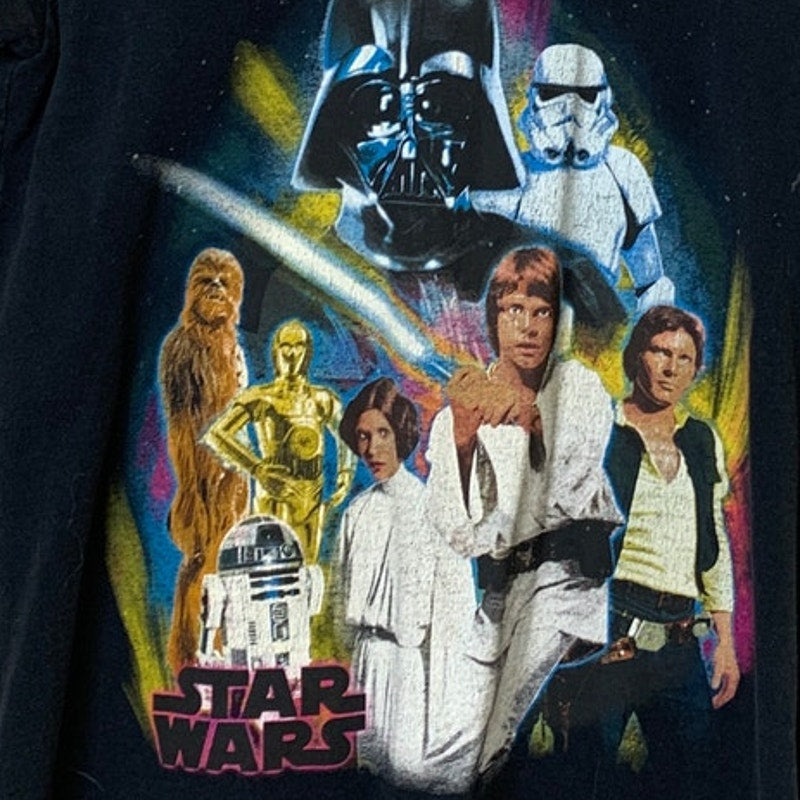 Disney Store Womens Large Black Star Wars Short Sleeve V Neck Tee Shirt