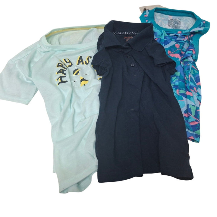 Lot of 3 Cat &amp; Jack Girls XS (4/5) Happy Bee Tank Top Navy Polo Shirt Lot