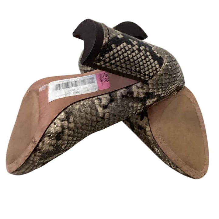 A D &amp; Daughters US Size 6 Snake Print Genuine Leather Chunky Heel Pumps Shoes