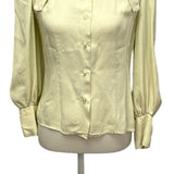 Vintage Girltown Womens Medium Cream Long Sleeve Button Down Tab Collar Shirt