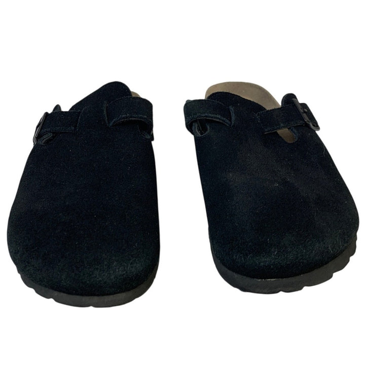 Kidmi Womens Size 8.5 Black Faux Suede Cork Clogs Closed Round Toe Slip On Shoes