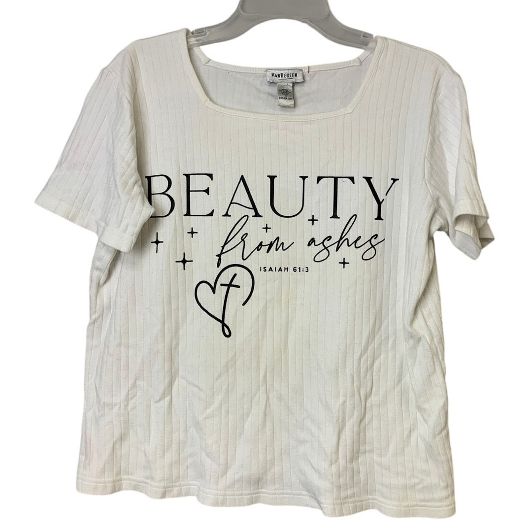 Upcycled Hand Printed Womens Medium Beauty From Ashes Jesus Tee Shirt