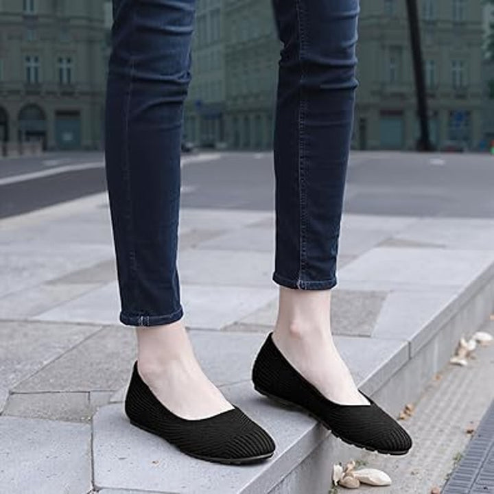 Reimferce Womens Size 8 Black Mesh Close Toe Slide On Comfort NonSlip Flat Shoes
