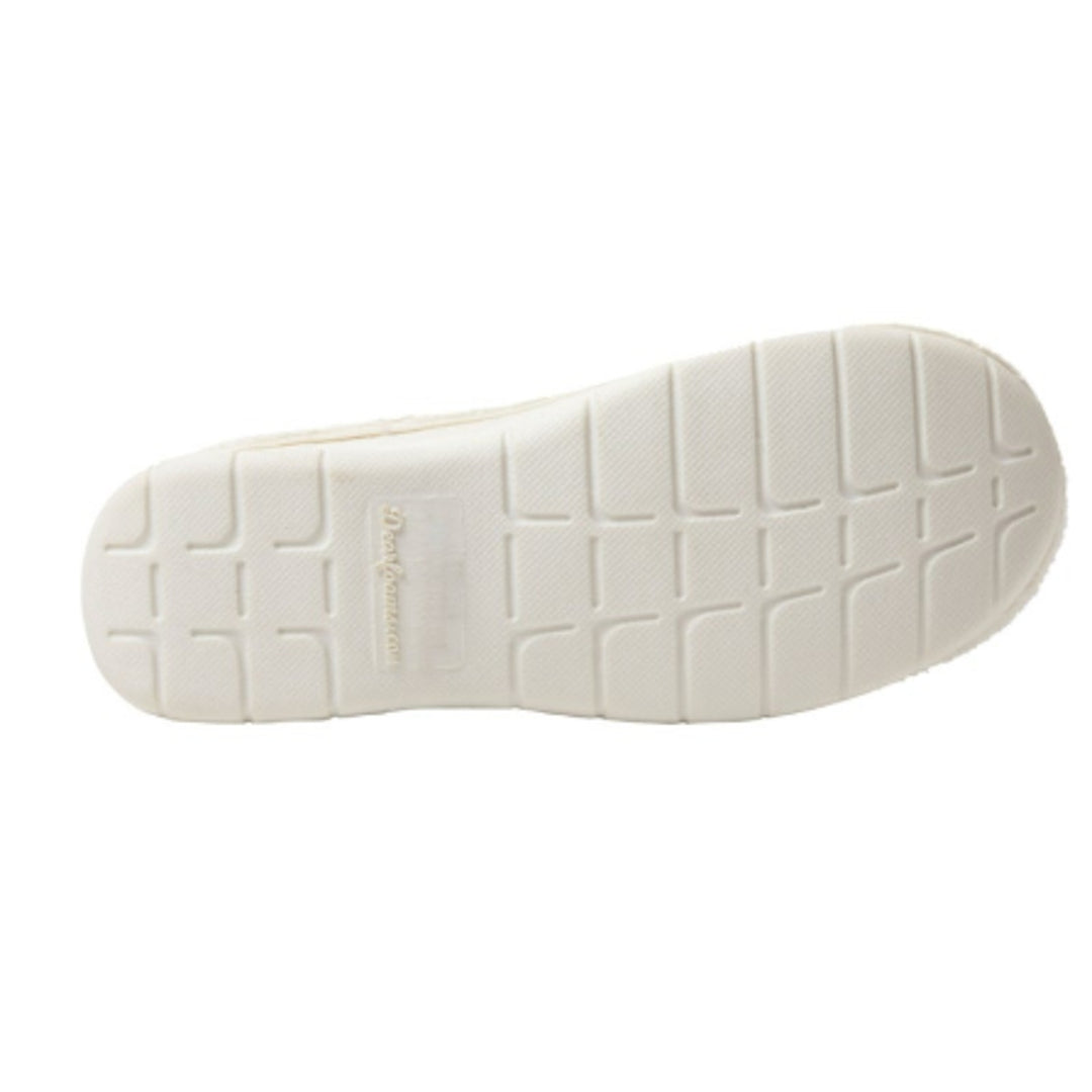 New W Box Dearfoams Women Large 9/10 Cream SlideOn Memory Foam Washable Slippers