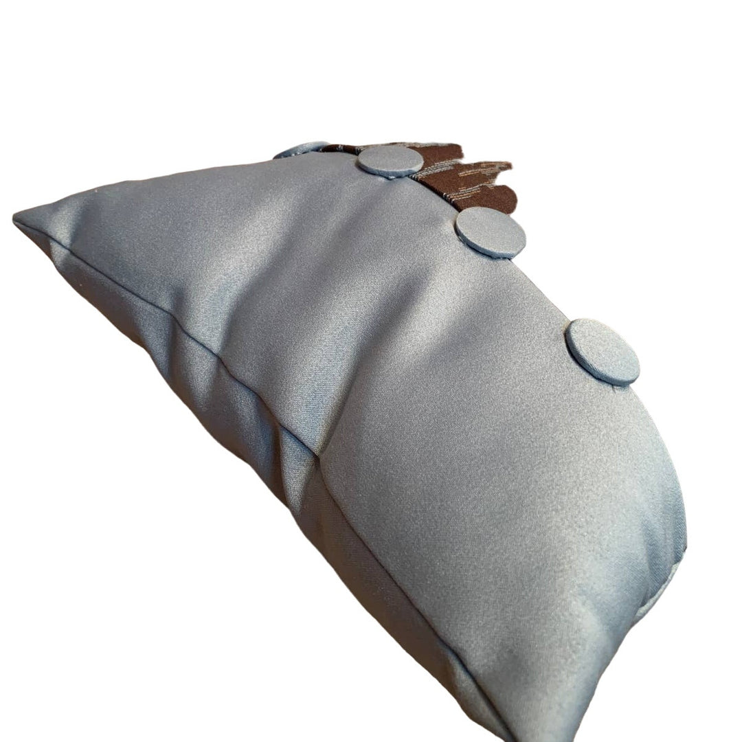 Urban Living Brown Blue Textured Home Decor Throw Toss Pillow w Button Accents