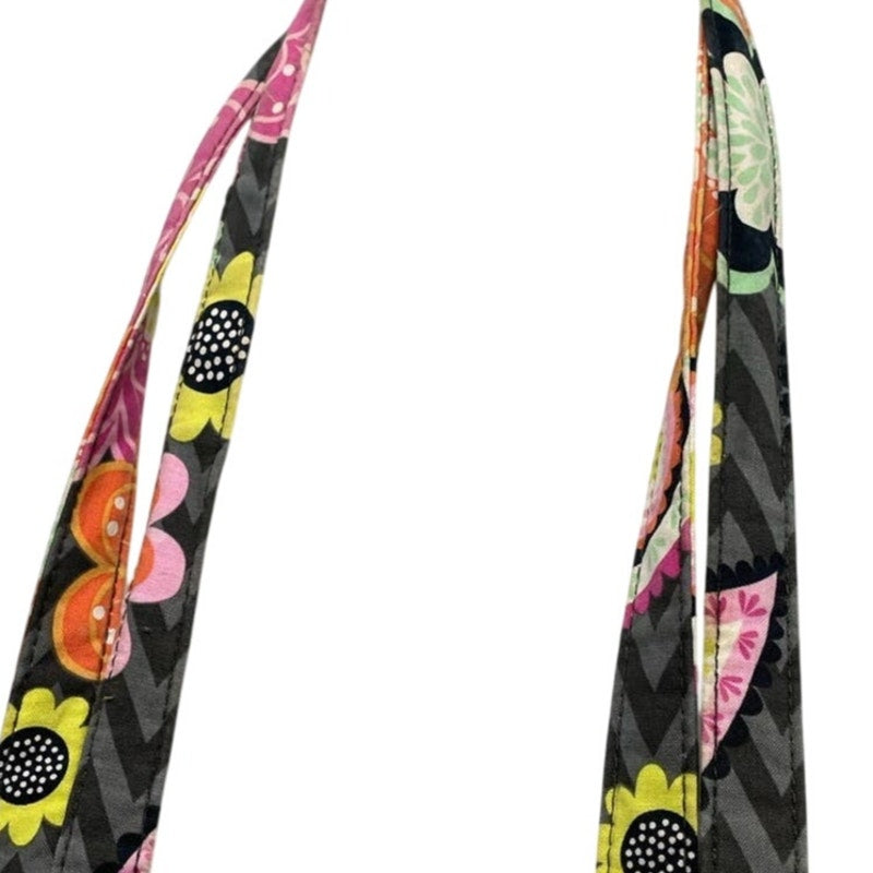 Vera Bradley Gray Pink Yellow Floral Quilted Fabric Handbag Purse Inside Pockets