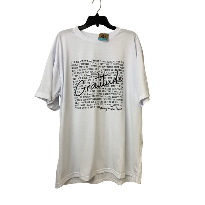 New Hand Printed Mens 2XL White Gratitude Bible Quote Short Sleeve Athletic Tee