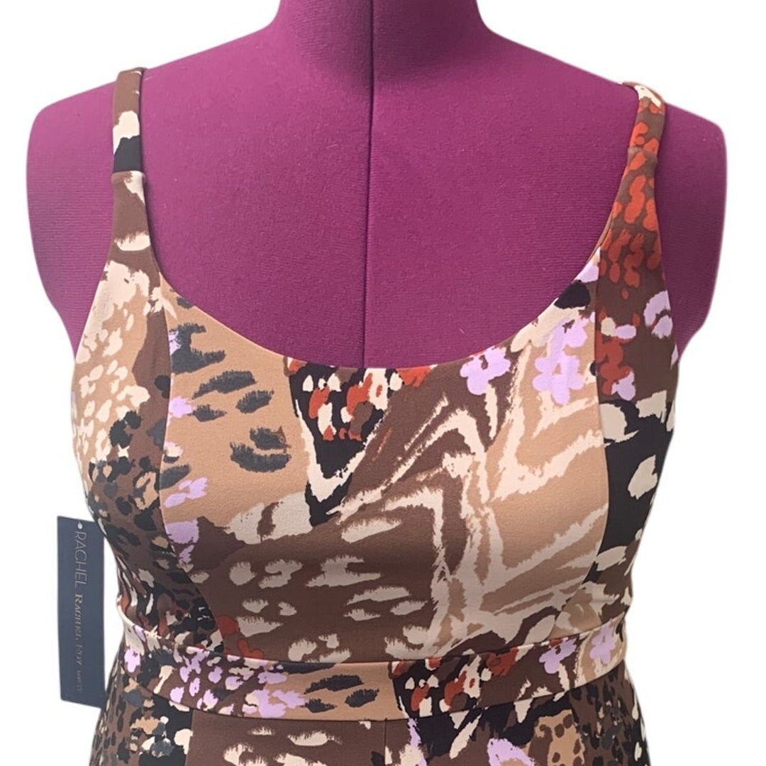 New Rachel Roy Womens Large Strappy Knee Length Floral Camo Fit Flare Dress