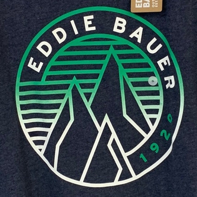 New Eddie Bauer Mens Small Navy Heather Gradient Peak 1920 Long Sleeve Tee Shirt