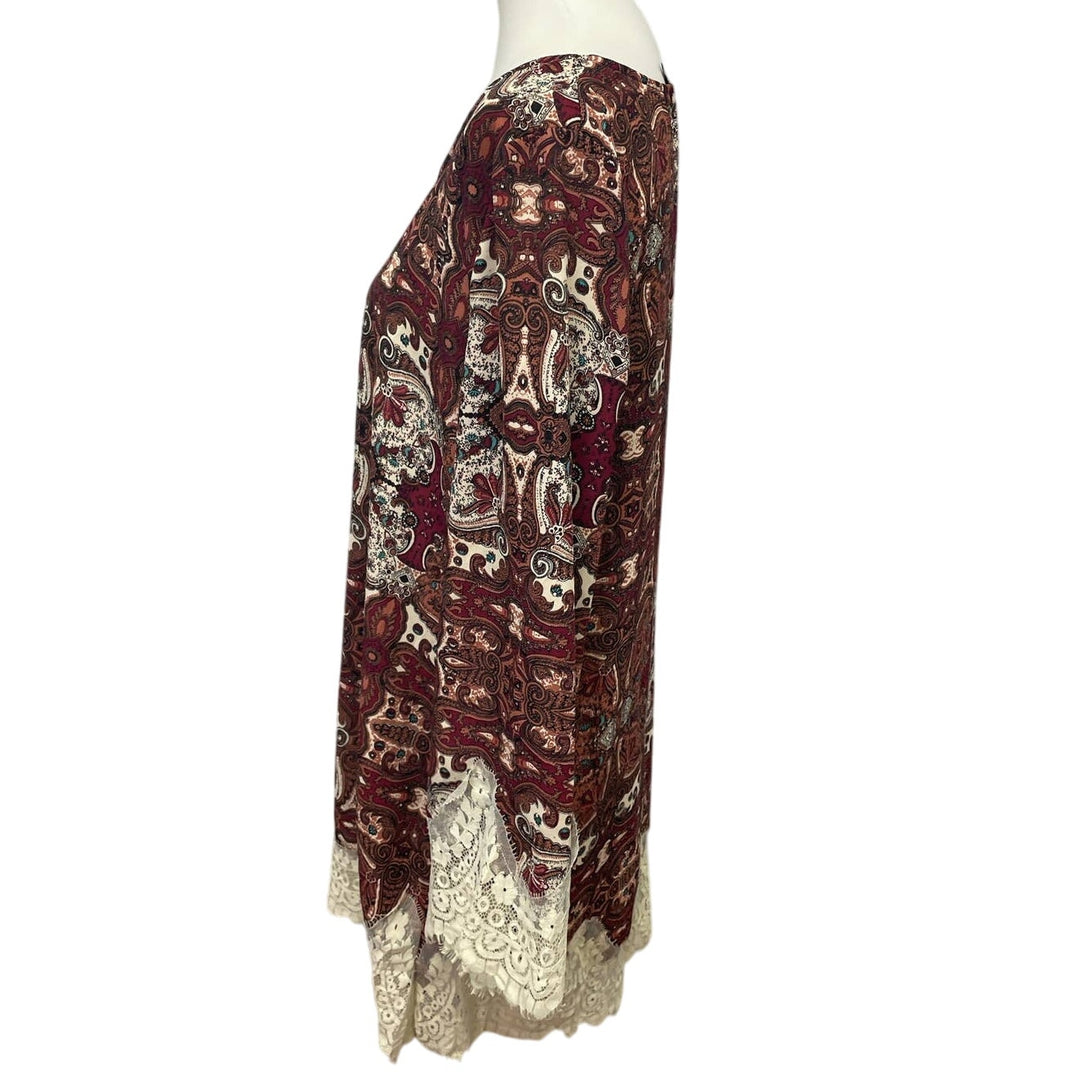Blu Pepper Womens Large Long Sleeve Paisley Print Lacy Polyester Blend Dress