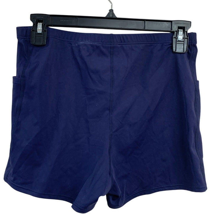 Attraco Womens Medium Navy Blue Elastic Waist Athletic Sports Shorts w Pockets