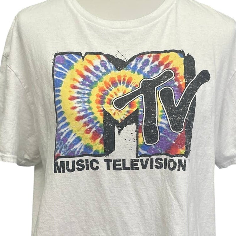 2020 Viacom Mens XL MTV Tie Dye Logo Short Sleeve 100% Cotton Tee Shirt