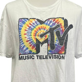 2020 Viacom Mens XL MTV Tie Dye Logo Short Sleeve 100% Cotton Tee Shirt