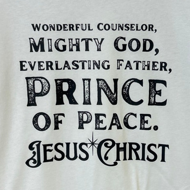 New Hand Printed Mens Large Wonderful Counselor Mighty God Jesus Christ T Shirt