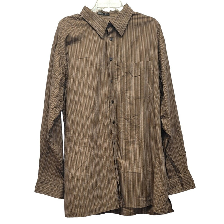 Haggar Mens 2XLT 100% Cotton Pin Stripe Long Sleeve Collared Button Up Shirt