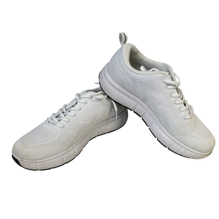 Kirkland Signature Mens 8.5 White Sneaker Comfort Walker Lace Up Round Toe Shoes