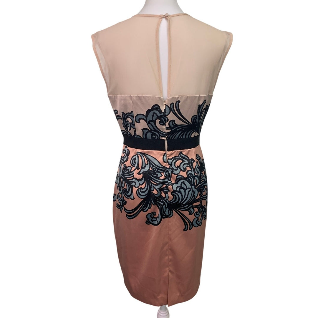 New York &amp; Co Womens Size 10 Sleeveless Sheer Yoke Floral Washable Sheath Dress