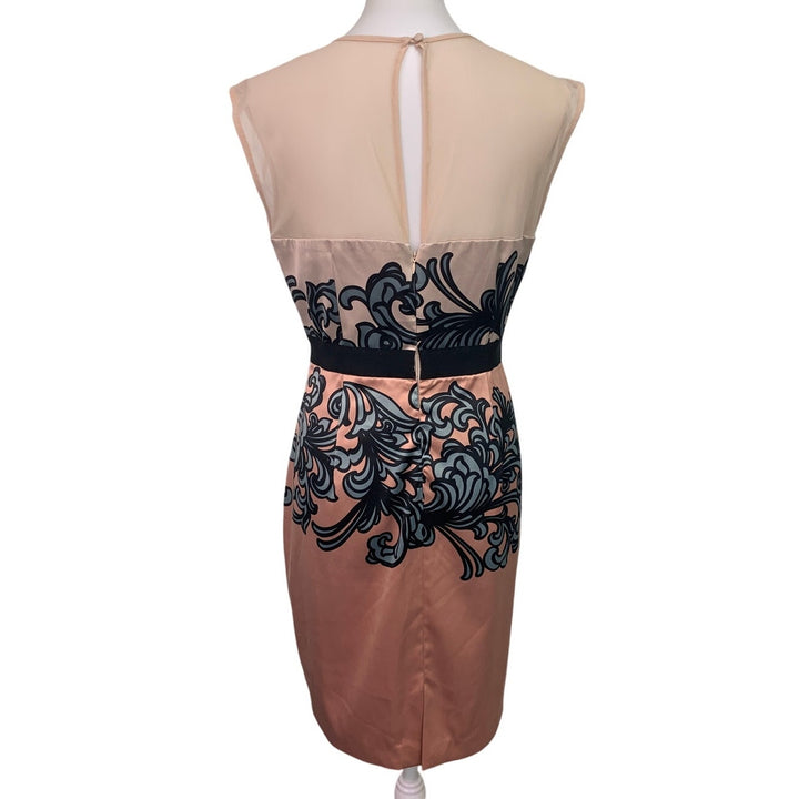 New York &amp; Co Womens Size 10 Sleeveless Sheer Yoke Floral Washable Sheath Dress