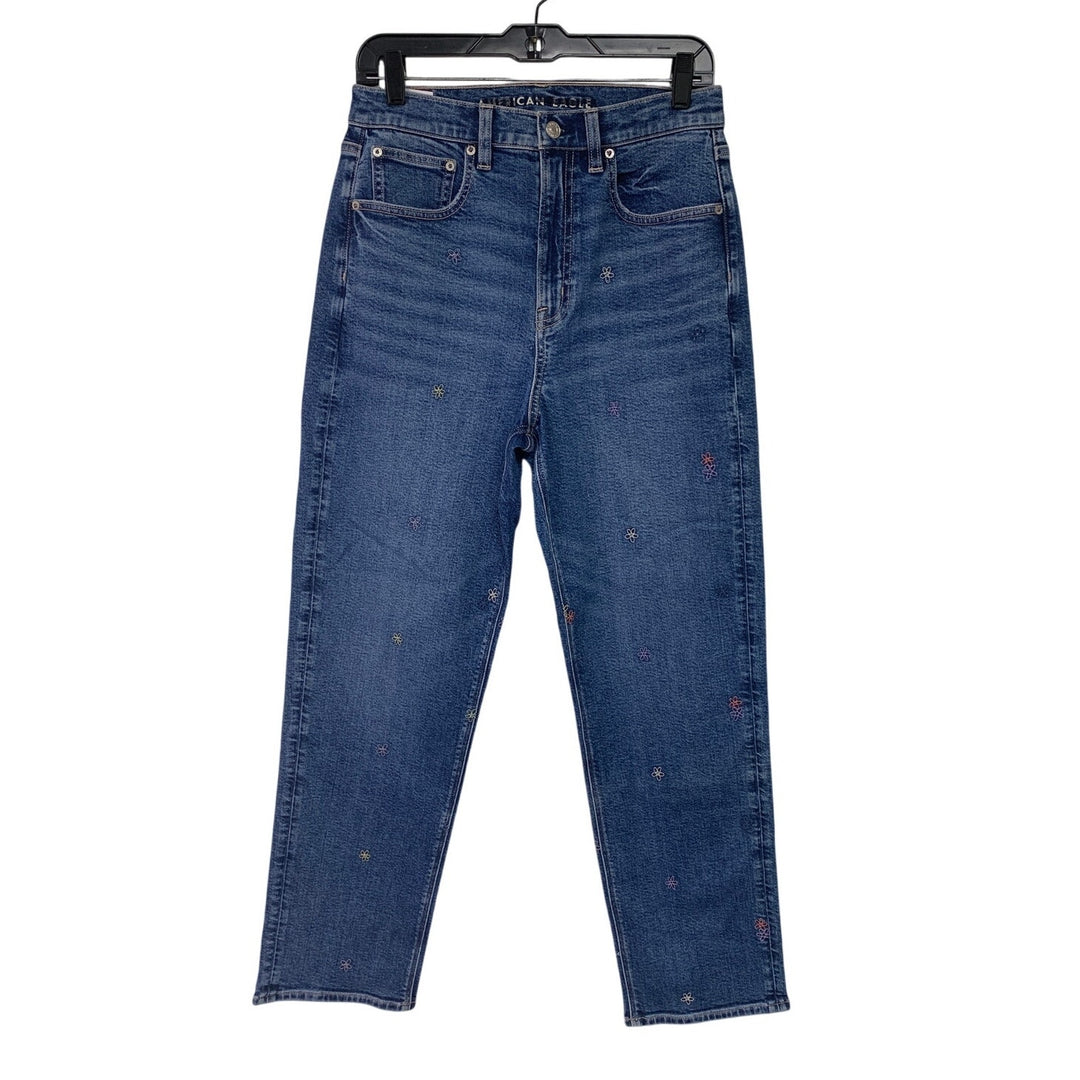 New American Eagle Womens Size 8 Highest Rise 90s Boyfriend Floral Denim Jeans